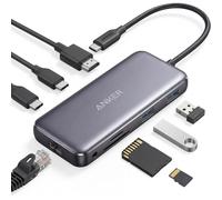 Anker USB C Hub with Ethernet, 8-in-1 Multiport Ethernet Adapter with 4K 60Hz HDMI Port, 85W Power Delivery, 10Gbps USB C and 2 A Data Ports, microSD