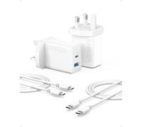 Anker USB C Plug 2-Pack 20W Dual Port Fast Charger Plug (2-Pack Cables Included)