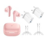 Anker USB C Plug, 2-Pack 20W Dual Port USB Fast Charger Plug, Charger for iPhone, iPad, AirPods with soundcore P31i by Anker, Real-Time Adaptive Noise Cancelling, Hi-Res Sound, 50H Playtime (Pink)