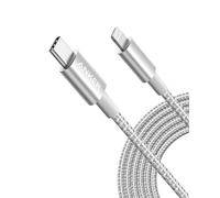 Anker USB C to Lightning Cable New Nylon (10ft, MFi Certified) for iPhone 14/14 Pro/13/13 Pro/12 Pro Max /12/11 /X/XS/XR/ 8 Plus/AirPods Pro, Supports Power Delivery (10ft, Silver)