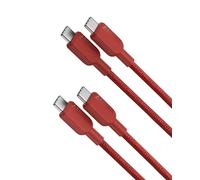 Anker USB C to USB C Cable (2Pack, 3FT/0.9m),240W Type-C Fast Charging Cord for iPhone 16/15 Series,MacBook Pro 2020,iPad Air 4 and More (Red)
