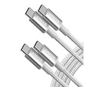 Anker USB C to USB C Charger Cable, New Nylon(6 ft/1.8m, 2-Pack), 60W (3A) for iPhone 17/16/15, iPad Pro, Samsung Galaxy, MacBook Pro,and More(Silver)