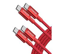 Anker USB C to USB C Charger Cable, New Nylon(6 ft/1.8m, 2-Pack), 60W (3A) for iPhone 17/16/15, iPad Pro, Samsung Galaxy, MacBook Pro,and More(Red)