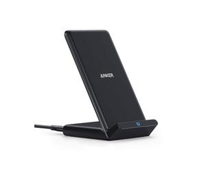 Anker Wireless Charger, PowerWave Stand, Qi-Certified for iPhone 15/14/13/12 Series, SE, 11, 11 Pro, 11 Pro Max, XR, Xs Max, 10W Fast-Charging Galaxy S20 S10 S9 S8, Note 10 (No AC Adapter)