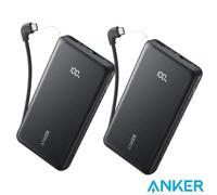 Anker Zolo 10,000Mah Power Bank 2 Pack, Built-In Usb-C Cable, 22.5W Fast Charging, Usb-C & Usb-A Ports, Digital Display