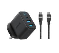 Anker Zolo Charger (50W, 4 Ports) with 3 ft USB-C to USB-C Cable Black