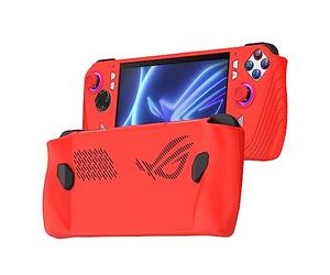 Ankersaila Case Compatible with ROG Ally,Thickened Soft Silicone Shockproof and Anti-Scratch Protective Cover with with 4 Rocker Caps (Red)