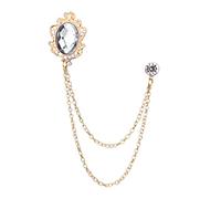 Ankexin Brooch for Women Men Blue Gemstone Brooch Pin Hanging Chain Collar Brooch Career Suit Tie Hat Scarf for Boyfriend Dad