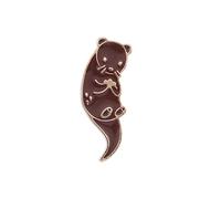 Ankexin Brooches for Women Beautiful Sea Otter Hugging Ice Block Brooch Cartoon Otter Hand Badge Fashion Enamel Lapel Pins Jewelry Gift