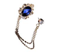 Ankexin Brooches for Women,Men Blue Gem Brooch Lapel Pin Badge Hanging Chain Collar Brooches Pin for Career Suit Tie Hat Scarf for Boyfriend Father