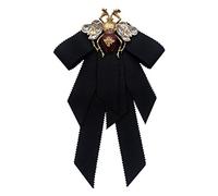 Ankexin Vintage Ribbon Women Big Bowtie Bowknot Bow Tie Cravat Crystal Brooch Pin