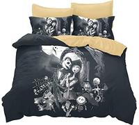 Ankeyoo Nightmare Christmas Duvet Cover 3 Pcs Set with 2 Pillowcases Cartoon Skull Bedding Set with Zipper Closure Luxury Soft Microfiber Bedding (King (U.S. Standard))
