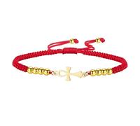 Ankh Cross Bracelet Egyptian Handmade Braided Bead Couple Bracelet Key of Life Adjustable Religious Cross Anklet Ancient Egypt Amulet Jewelry Gift Women Men, adjustable, Stainless Steel, no gemstone