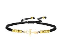 Ankh Cross Bracelet Egyptian Handmade Braided Bead Couple Bracelet Key of Life Adjustable Religious Cross Anklet Ancient Egypt Amulet Jewelry Gift Women Men, adjustable, Stainless Steel, no gemstone