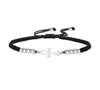 Ankh Cross Bracelet Egyptian Handmade Braided Beads Couple Bracelets Key of Life Adjustable Religious Cross Anklet Ancient Egyptian Amulet Jewelry Gift for Women Men, adjustable, Stainless Steel, No