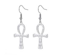 Ankh Cross Earrings For Women Men Stainless Steel Ancient Egyptian Symbol Gods Of Ankh Cross Dangle Hoop Earrings Charm Amulet Jewelry