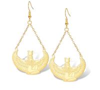 Ankh Cross Egyptian Goddess Isis Earrings Winged Goddess Dangle Drop Earrings Stainless Steel Ancient Egypt Greek Protection Amulet Mythology Jewelry Gifts for Women