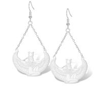 Ankh Cross Egyptian Goddess Isis Earrings Winged Goddess Dangle Drop Earrings Stainless Steel Ancient Egypt Greek Protection Amulet Mythology Jewelry Gifts for Women