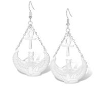 Ankh Cross Egyptian Goddess Isis Earrings Winged Goddess Dangle Drop Earrings Stainless Steel Ancient Egypt Greek Protection Amulet Mythology Jewelry Gifts for Women