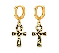 Ankh Earrings Sterling Silver 18K Gold Plated Cross Dangle Hoop Earrings for Women Egyptian Cleopatra Jewelry