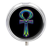 Ankh Egyptian Symbol Ancient Egypt Pill Box 3 Compartment Small Portable Medicine Case Pill Organizer for Pocket Purse