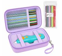 ANKHOH Case for 3Doodler Start+ Essentials for 3D Set+8 Colors 72Pcs Pen Refills Packs, Storage Organizer for Printing Filament Refill and Charger (Light Purple, Case+72Pcs Pen Refills Packs)