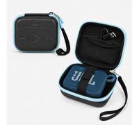 ANKHOH Case for JBL Go 4 / Go 3/3 Eco Bluetooth Speaker, Hard EVA Shell with Mesh Storage Pocket & Carrying Strap - Durable Design for Outdoor, Camping, Travel- Case Only (Black with Blue Zipper)