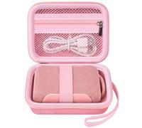 ANKHOH Hard Carrying Case for JBL Go 5 Go 4 Go 3 Portable Bluetooth Speaker, Speaker Storage Bag with Mesh Pocket, Elastic Strap, Detachable Handle for Travel and Outdoor, Box Only (Pink)