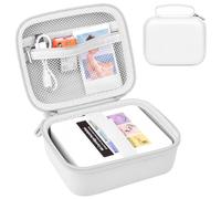 ANKHOH Photo Printer Carrying Case for Nelko PP01/PP03, Hard EVA (White) | Custom-fit storage for printer, sticky paper and cable; mesh pocket and handle keep supplies organized. Case Only