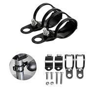 Anki HappiGo ANKIA 1 Pair Universal Metal Motorcycle Turn Signal Indicator Light Bulb Lamp Mounting Brackets Clamp Holder Support for 30-45mm Front Fork Accessories (Turn Signal Brackets-Black)