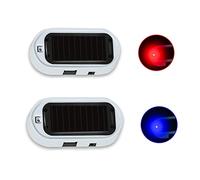 ANKIA 2PCS Solar Power Fake Car Alarm LED Light, Simulated Dummy Warning Anti-Theft LED Flashing Security Light, Car Alarm System Lamp with USB Port, Blue & Red Light