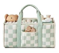 ANKICK Diaper Caddy Organizer,Cute Floral Nursery Storage Basket,Soft Portable Changing Table Car Caddy Organizer Gift (Checkered A)