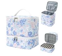 ANKICK Nail Polish Organizer Aesthetic Nail Organizers and Storage, Bow Nail Supplies Kit Organizer Travel Carrying Case for Manicure Tools (2 Layer-Floral B)