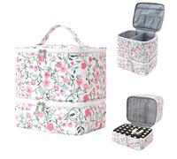 ANKICK Nail Polish Organizer Aesthetic Nail Organizers and Storage, Bow Nail Supplies Kit Organizer Travel Carrying Case for Manicure Tools (2 Layer-Floral F)