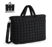 ANKICK Quilted Duffle Bag for Travel, Large Puffer Duffel Weekender Bags Soft Gym Tote, Big Puffy Carry on Luggage Overnight, Black, Contemporary