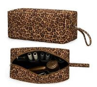 ANKICK Travel Hair Tool Bag Compatible with Dyson Airwrap and Shark Flex Style Carrying Case, Floral Portable Hair Dryer Bag Organizer (Leopard A)