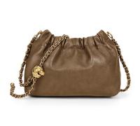 ANKICK Womens Leather Chain Hobo Handbag Crossbody Bags Trendy Drawstring Small Bag Dating Tote Purse, Khaki, S