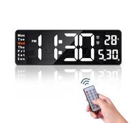 Ankilo 16'' Digital Wall Clock with Remote Control, Large Display Alarm Clock with Big Digits, Auto-Dimming, Timer, DST, Silent Big Desk Clock for Living Room Gym