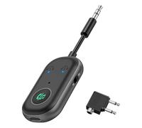 Ankilo Bluetooth 5.3 Receiver for Hi-Fi, 2-in-1 Transmitter Receiver for 2 Headphones, 3.5mm Jack Aux, Dual Connection, Airplane Bluetooth Adapter for Travel Flight, Home Stereo, Speaker
