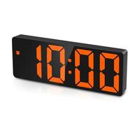 Ankilo Digital Alarm Clock, LED Clock for Bedroom, Electronic Desktop Clock with Temperature Display, Adjustable Brightness, Voice Control, 12/24H for Home, Office, Kids, Elder-Orange