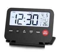 Ankilo Digital Travel Alarm Clock, Foldable Calendar Temperature Timer LCD with Snooze, 12/24H, Battery Operated Desk Clock for Travel, Home & Office, Best Gift for Father Day