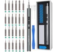 Ankilo Mini Electric Screwdriver, 28 in 1 Rechargeable Portable Power Screwdriver Set with 24 Precision S2 Bits 3 LED Light Repair Tool for Phone Watch Camera Laptop Toys