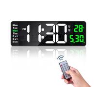 Ankilo Newest 16'' Digital Wall Clock with Remote Control, Large Display Alarm Clock with Big Digits, Auto-Dimming, Timer, DST, Silent Big Desk Clock for Living Room Gym