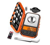 Ankilo Newset Digital Milligram Scale, 50/0.001g High-Precision Pocket Jewelry Scale, LCD Backlit Display, 6 Units, Auto Off, Tare with 20g Calibration Weights Tweezers, Orange(Batteries Included)