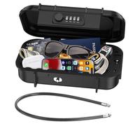 Ankilo Portable Lock Box, 4-Digit Combination Lock Box for Travel, Outdoor Key Safe Box with Removable Chain, Personal Cash Box for Gym, Hotel, Dorm, Travel