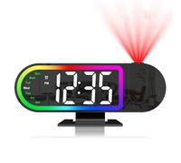 Ankilo Projection Alarm Clock for Bedrooms, 8.5" Large Digital Clock with Week/Time, 180° Projector, 17 RGB Night Light, Snooze, Plug In Alarm Clock Bedside Projector on Ceiling Wall