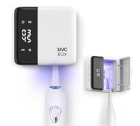 Ankilo UV Toothbrush Sanitizer Holder, Electric Toothbrush Holder with Clock, UV-C Lights & Air Drying, Wall Mounted Toothbrush Holder for Bathroom,Personal as Well as Travel