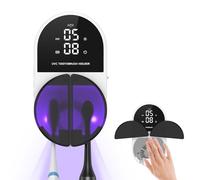 Ankilo UV Toothbrush Sanitizer Wall Mounted - Electric Toothbrush Holder with LED Clock Display, 2 Slots Toothbrush Cleaner with UV-C Sterilization & Drying, Timed Disinfection, Fits All Brush Types
