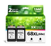 Ankink 68XL 68e Ink Cartridges Black 2 Pack Replacement for HP 68 XL HP68 | Work for 6100e 6500e Printers for Envy 6152e 6155e 6552e 6555e 6558e 6110e 6110r 6120e 6130e 6131e 6132e 6165e 6520e 6530e