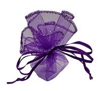 Ankirol 100pcs Sheer Organza Favor Bags Round Drawstring Organza Jewelry Candy Pouch 26cm/10.2 inch Diameter Christmas Wedding Party Favor Gift Packaging Bags (purle)